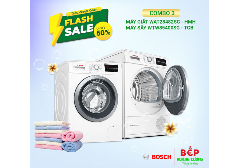 COMBO 3: Máy giặt Bosch WAT28482S (9kg)+ Máy sấy Bosch WTW85400SG 3 COMBO 3: Máy giặt Bosch WAT28482S (9kg)+ Máy sấy Bosch WTW85400SG