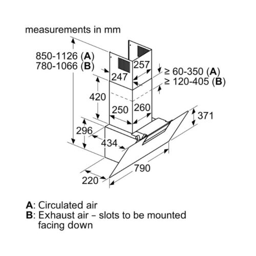 Máy hút mùi Bosch DWK87EM60B 7 kích thước của Máy hút mùi Bosch DWK87EM60B