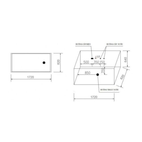 Kích thước của Bồn tắm Massage Govern K-1710