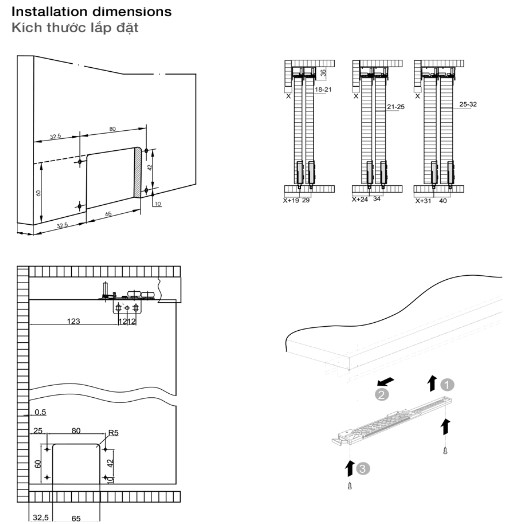 Phụ kiện cửa trượt tủ Slido Classic 50 IF Hafele 401.30.003 3 Phụ kiện cửa trượt tủ Slido Classic 50 IF Hafele 401.30.003