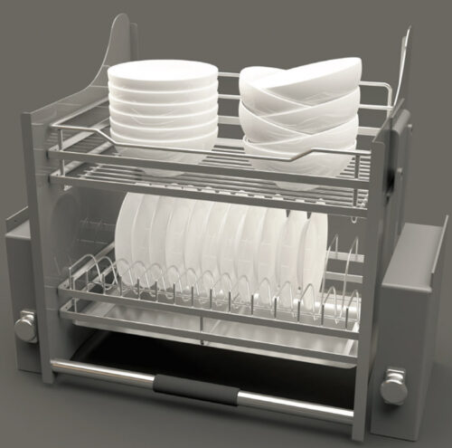 Rổ bát đĩa di động lướt dẹt Lento Hafele 504.76.214 mạ chrome