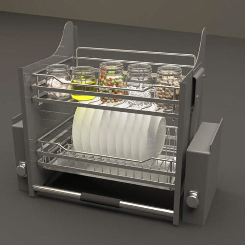 Rổ bát đĩa di động lướt dẹt Lento Hafele 504.76.215 mạ chrome