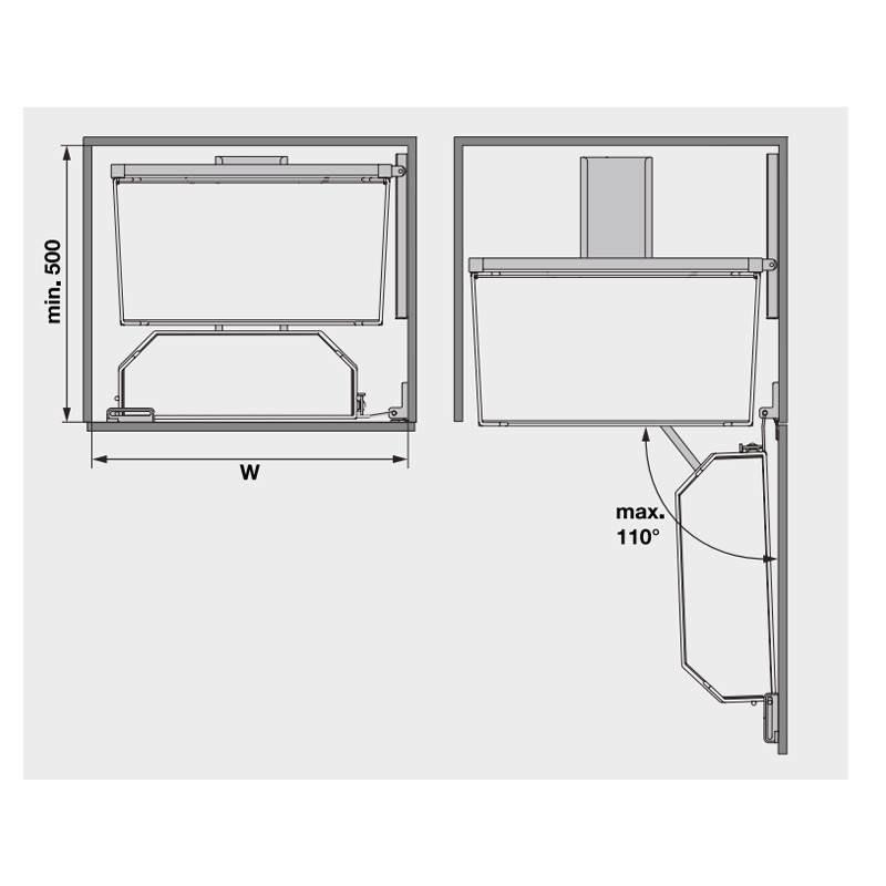 Bộ kệ đựng thực phẩm 6 tầng 600/1700mm TANDEM ARE Hafele 545.93.435 4 Kích thước của Bộ kệ đựng thực phẩm 6 tầng 600/1700mm TANDEM ARE Hafele 545.93.435