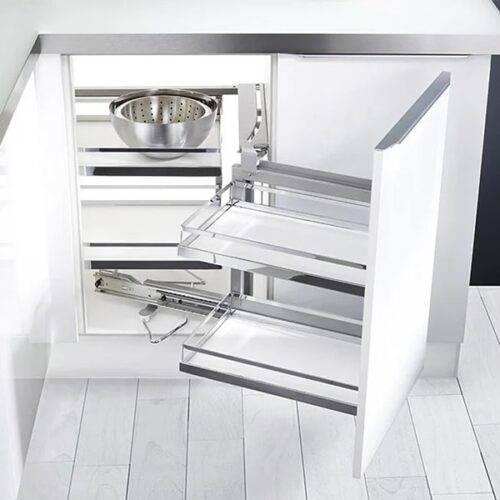 Bộ rổ kéo góc Magic Corner xoay trái, khay Arena Hafele 546.17.004 6 Bộ rổ kéo góc Magic Corner xoay trái, khay Arena Hafele 546.17.004