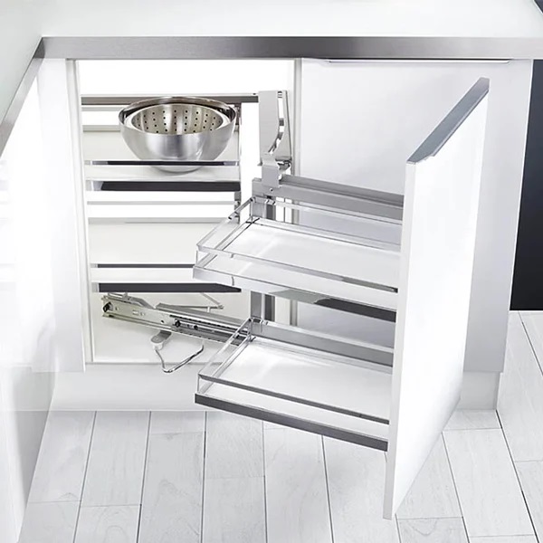 Bộ rổ kéo góc Magic Corner xoay trái, khay Arena Hafele 546.17.004 4 Bộ rổ kéo góc Magic Corner xoay trái, khay Arena Hafele 546.17.004