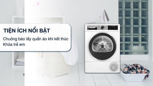 Tiện ích máy sấy bơm nhiệt Bosch 9 kg WQG24570SG Tiện ích máy sấy bơm nhiệt Bosch 9 kg WQG24570SG