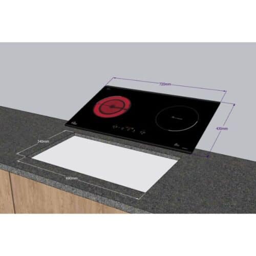 Kích thước bếp từ kết hợp hồng ngoại Tomate TOM 02IH‐G7