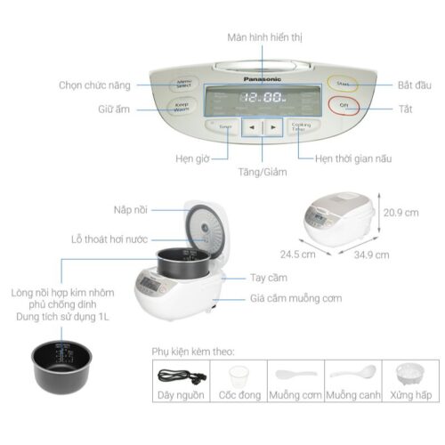 Chi tiết nồi cơm điện tử Panasonic SR-CP108NRAM
