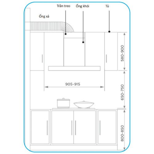 Kích thước máy hút mùi Midea MH90B82ET21BG-VN