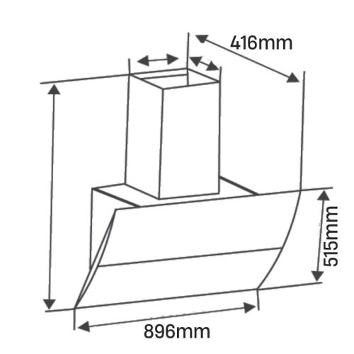 Máy hút mùi Midea MH90J18ET21BG-VN 6 Kích thước máy hút mùi Midea MH90J18ET21BG-VN