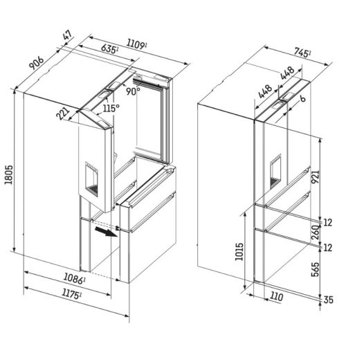 Kích thước tủ lạnh SBS Liebherr MBsddi 9528 001 20