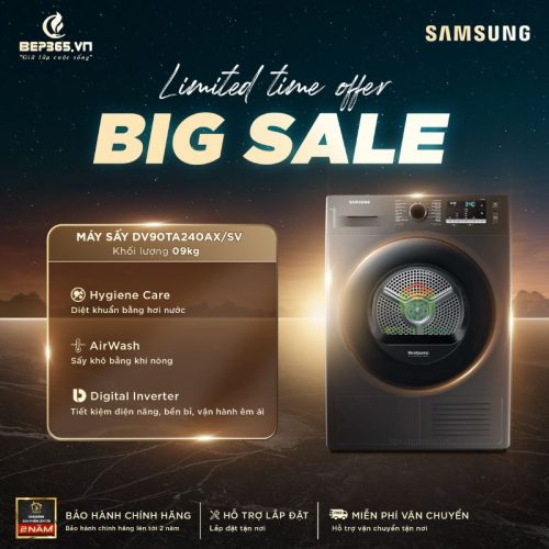 Big sale Máy Sấy Bơm Nhiệt Samsung 9 Kg DV90TA240AX/SV
