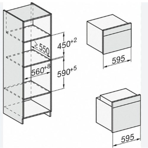 Kích thước lò nướng kết hợp vi sóng Miele H 7240 BM OBSW