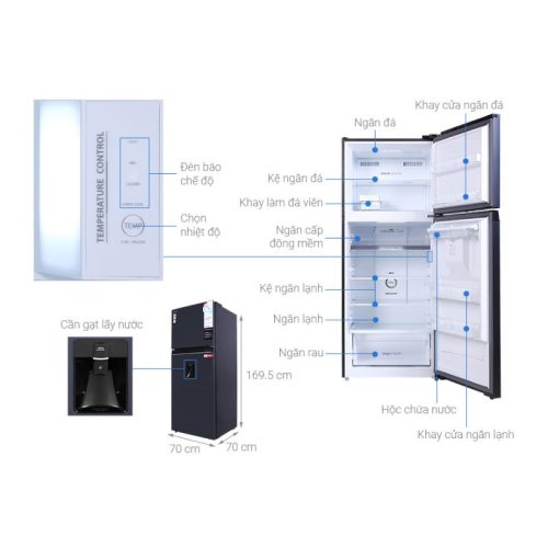 Kích thước tủ lạnh Toshiba Inverter 407 lít GR-RT535WE-PMV(06)-MG