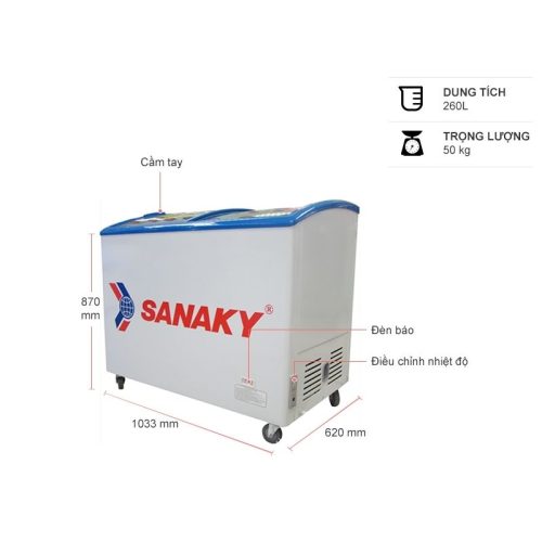 Tủ đông Sanaky 260 lít VH382K 7 Kích thước tủ đông Sanaky 260 lít VH382K
